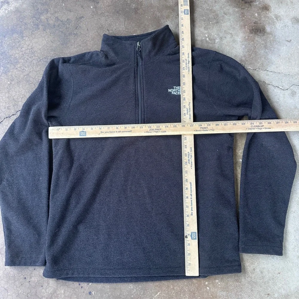 The North Face Fleece Pullover Mens Large Black Excellent 1/4 Zip Waffle Knit
